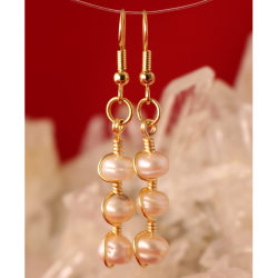 Aretes en acero, oro golfie y perlas de agua_2284