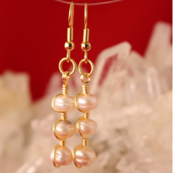 Aretes en acero, oro golfie y perlas de agua_2284